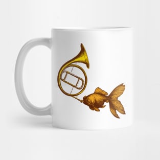 Goldfish blowing french horn Mug